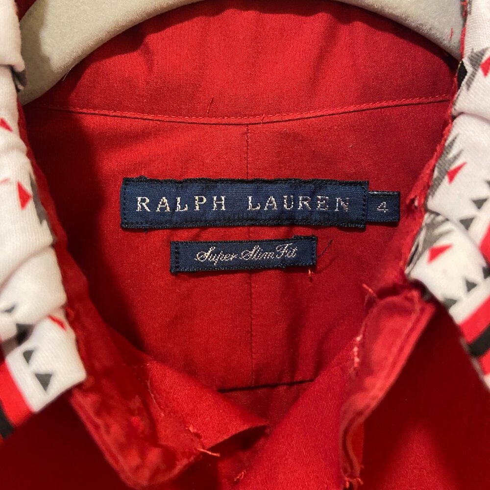 Ralph Lauren Women’s Super Slim Fit Red Shirt 95% Cotton French Cuffs Sz 4 - Picture 8 of 15